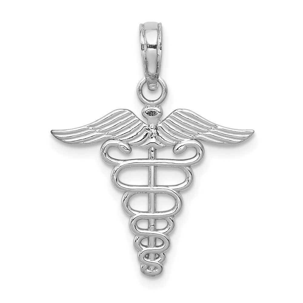 14k White Gold 19 mm Caduceus Charm (0.8 grams)