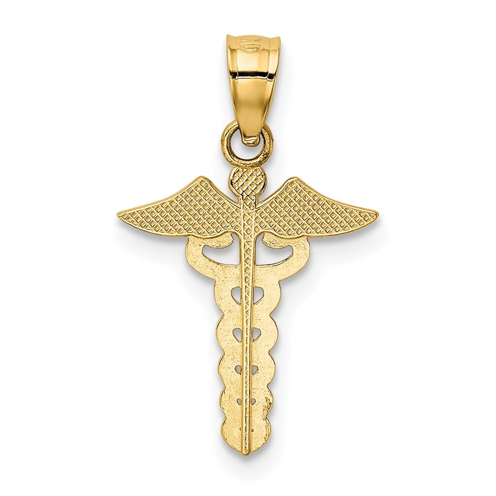 14k Yellow Gold 13 mm Caduceus Medical Pendant (0.75 grams)