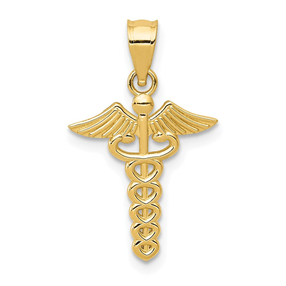 14k Yellow Gold 13 mm Caduceus Medical Pendant (0.75 grams)