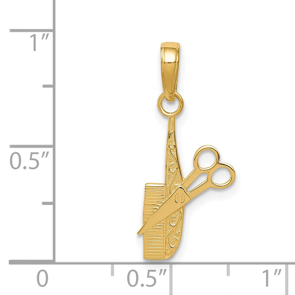 14k Yellow Gold 11 mm Comb and Scissors Charm (0.67 grams)