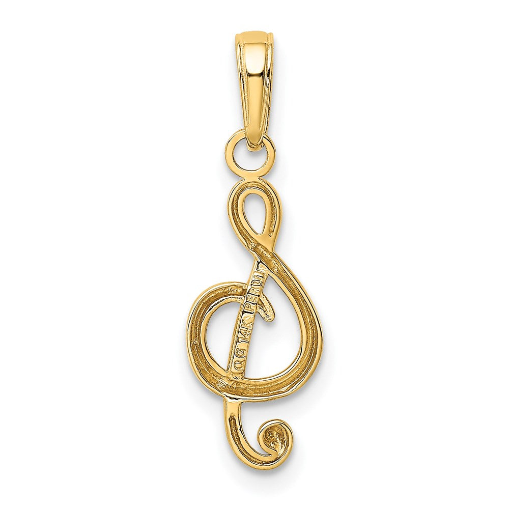 14k Yellow Gold 8 mm Polished Open-Backed Treble Clef Pendant (0.72 grams)