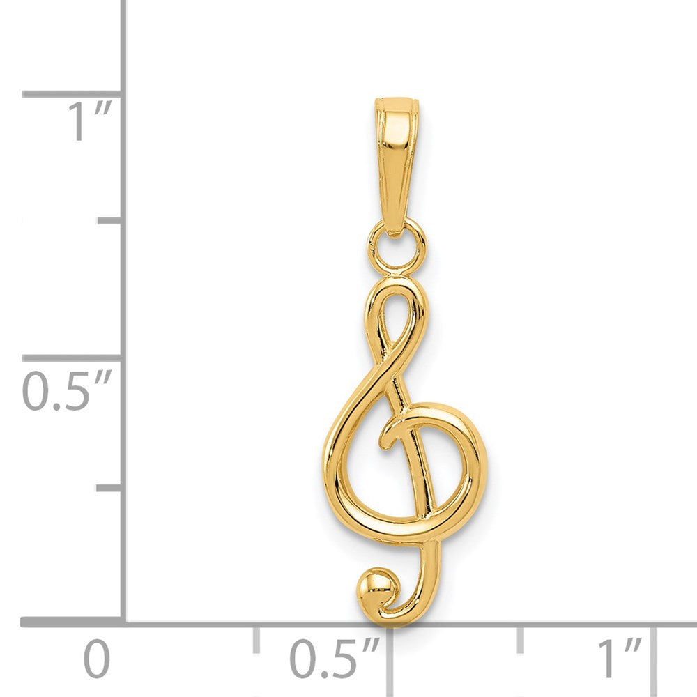 14k Yellow Gold 8 mm Polished Open-Backed Treble Clef Pendant (0.72 grams)