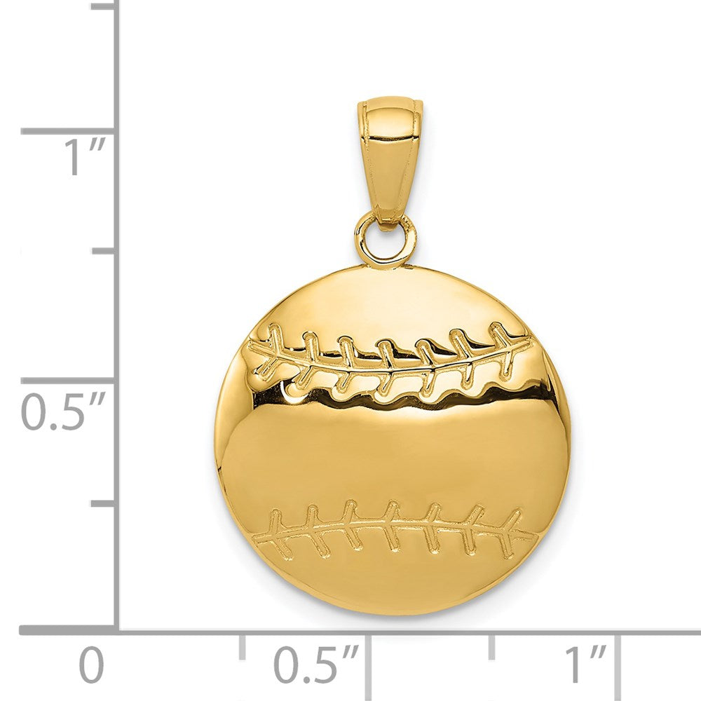 14k Yellow Gold 18 mm Polished Baseball Charm (2.05 grams)