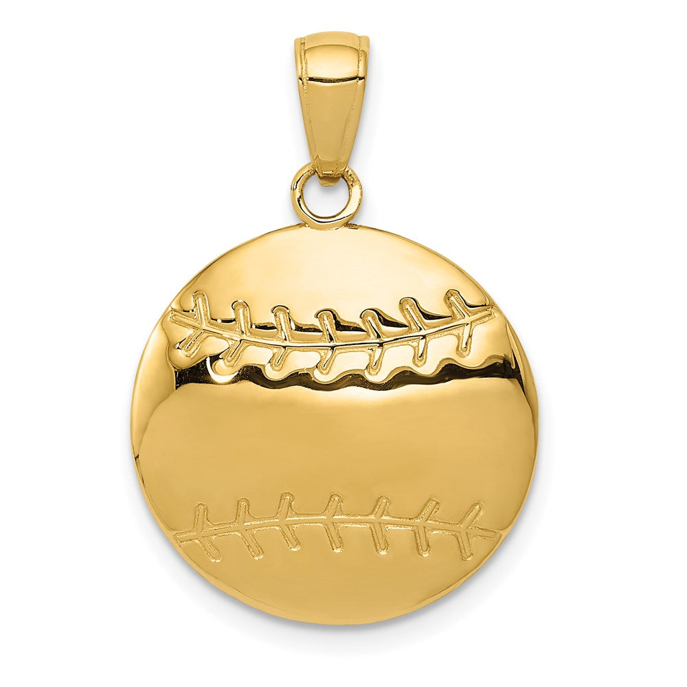 14k Yellow Gold 18 mm Polished Baseball Charm (2.05 grams)
