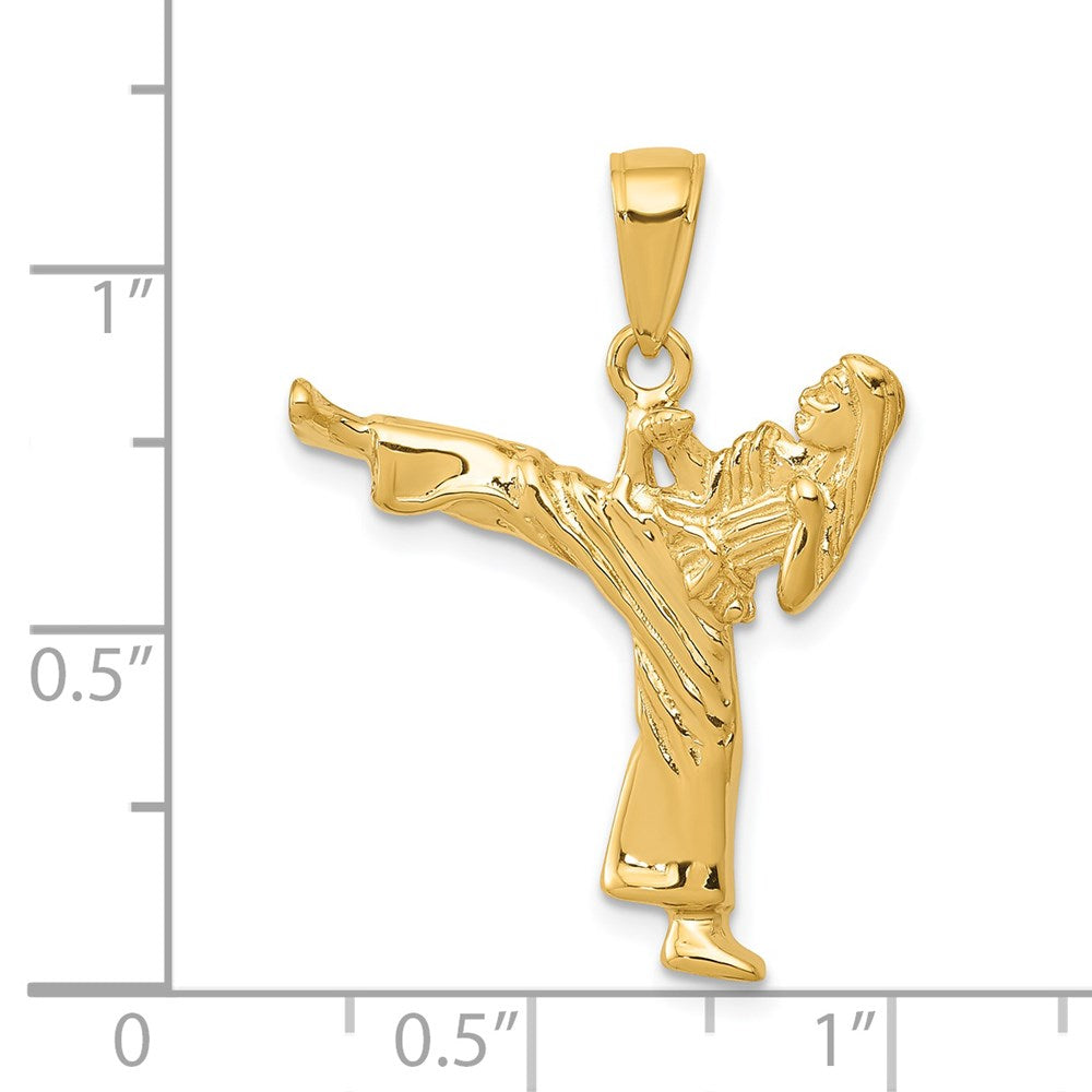 14k Yellow Gold 22.09 mm Girl Karate Charm (2.12 grams)