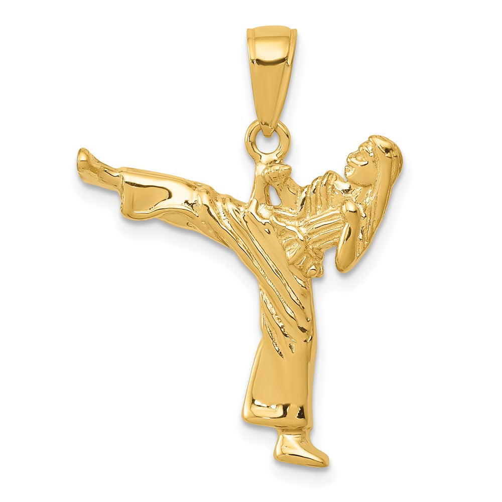 14k Yellow Gold 22.09 mm Girl Karate Charm (2.12 grams)