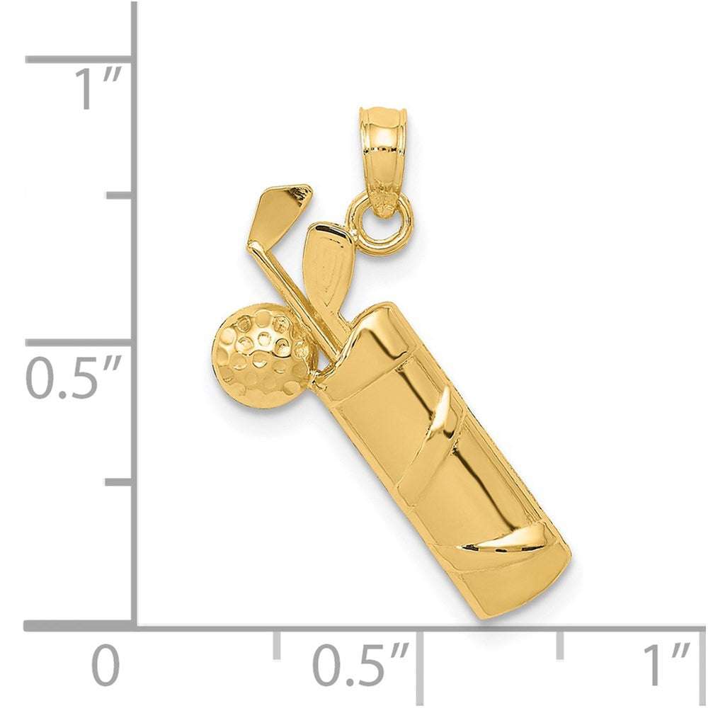 14k Yellow Gold 18 mm Polished Golf Bag Charm (1.28 grams)