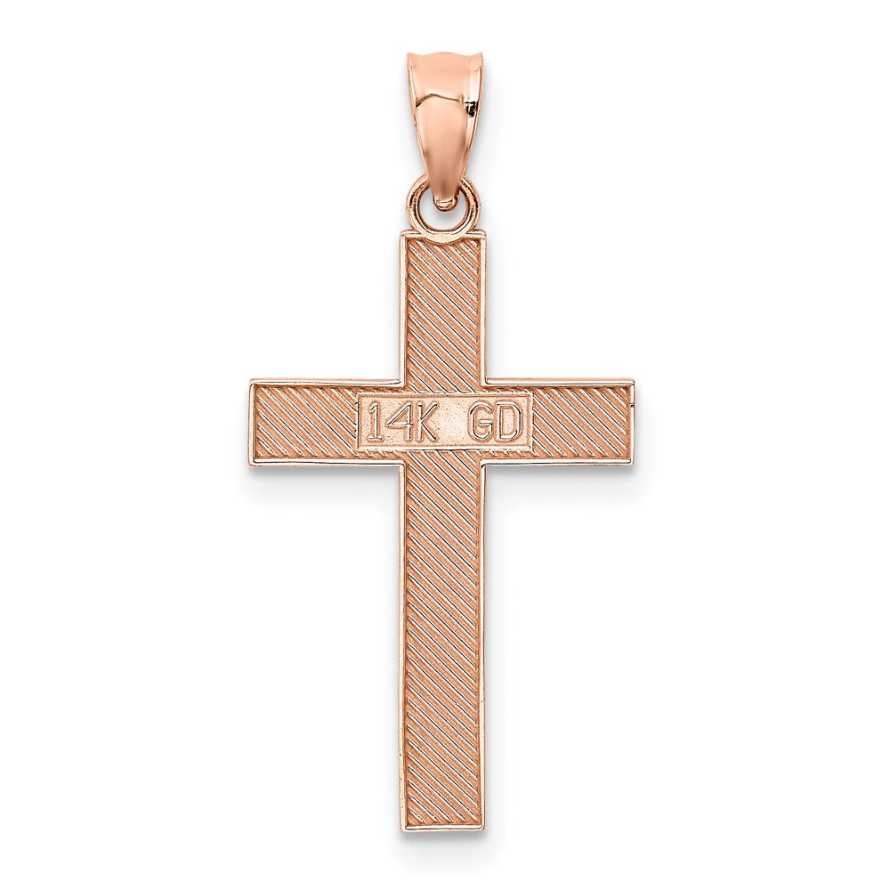 14k Rose Gold 15 mm Rose Gold Cross Pendant (0.89 grams)