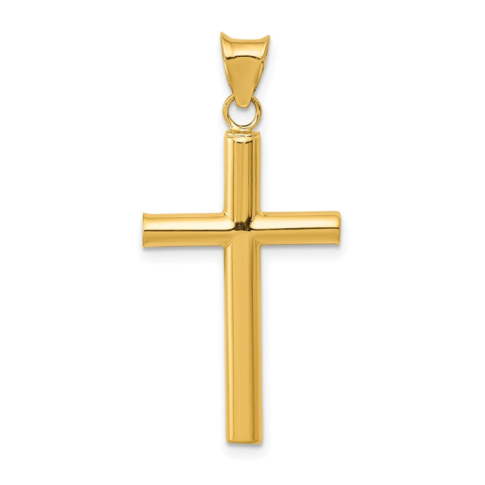 14k Yellow Gold 17 mm Polished Hollow Cross Pendant (1.17 grams)