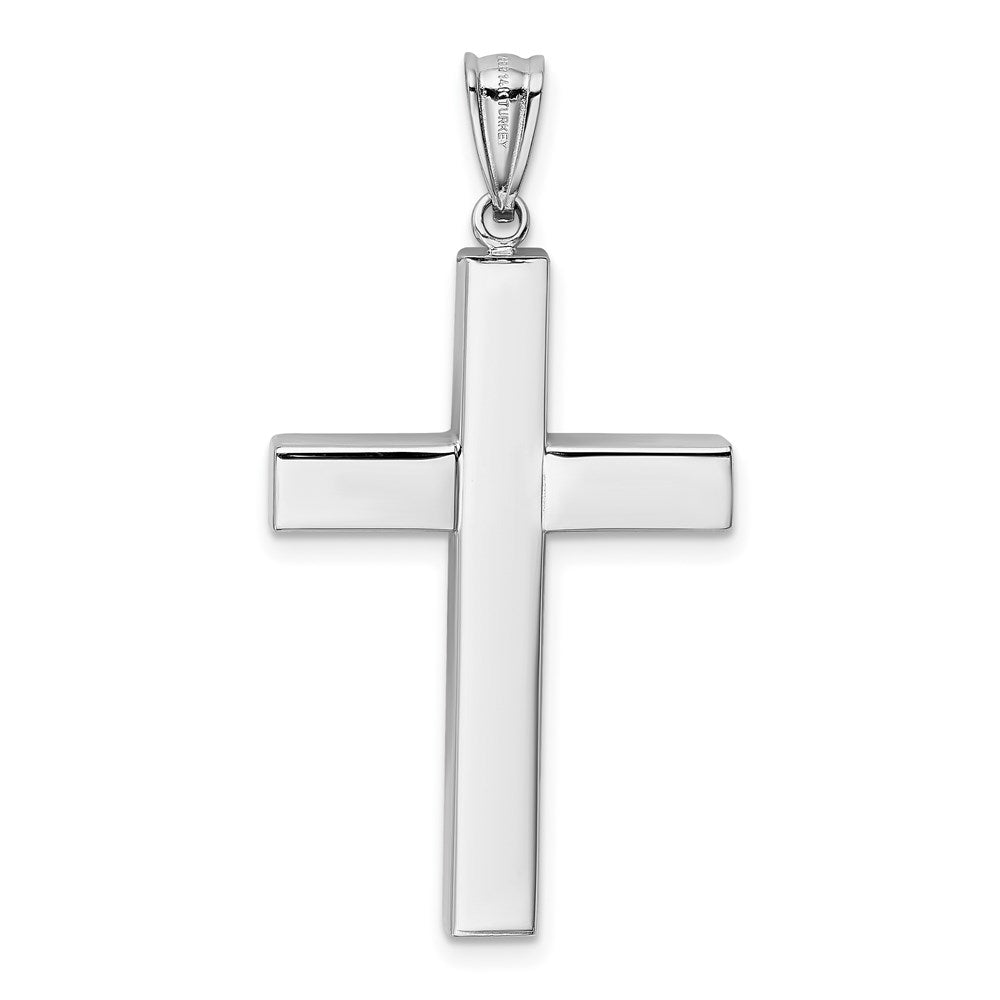 14k White Gold 22 mm Polished Hollow Cross Pendant (1.77 grams)