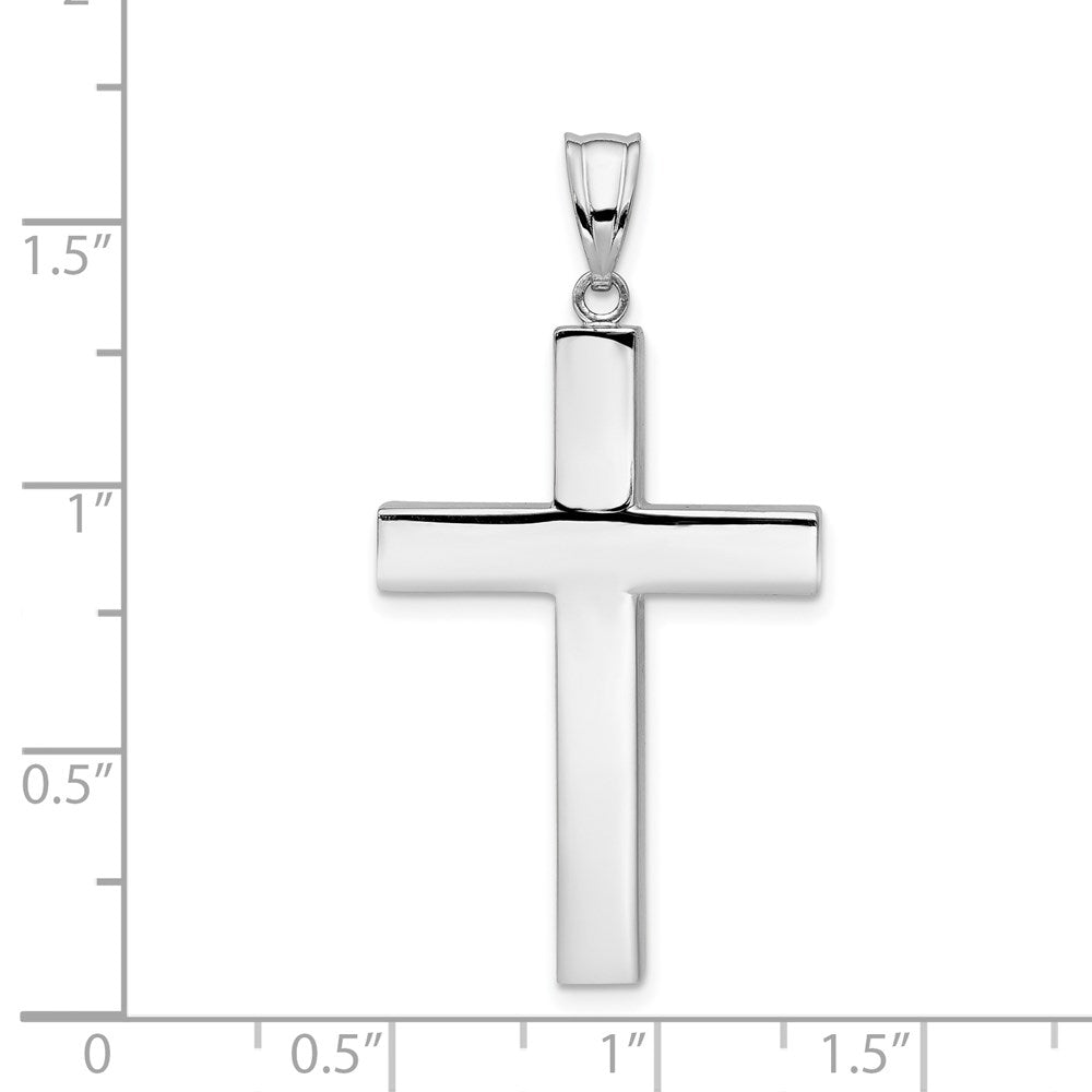 14k White Gold 22 mm Polished Hollow Cross Pendant (1.77 grams)