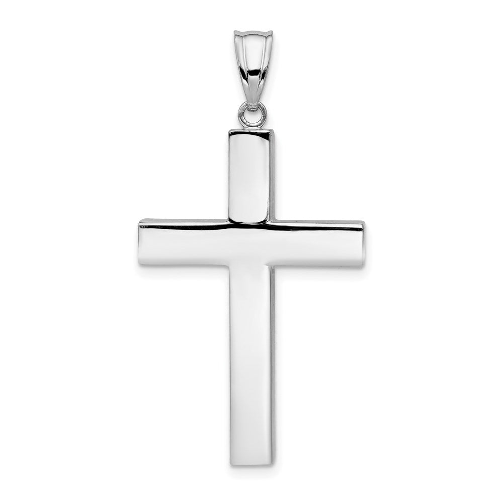 14k White Gold 22 mm Polished Hollow Cross Pendant (1.77 grams)