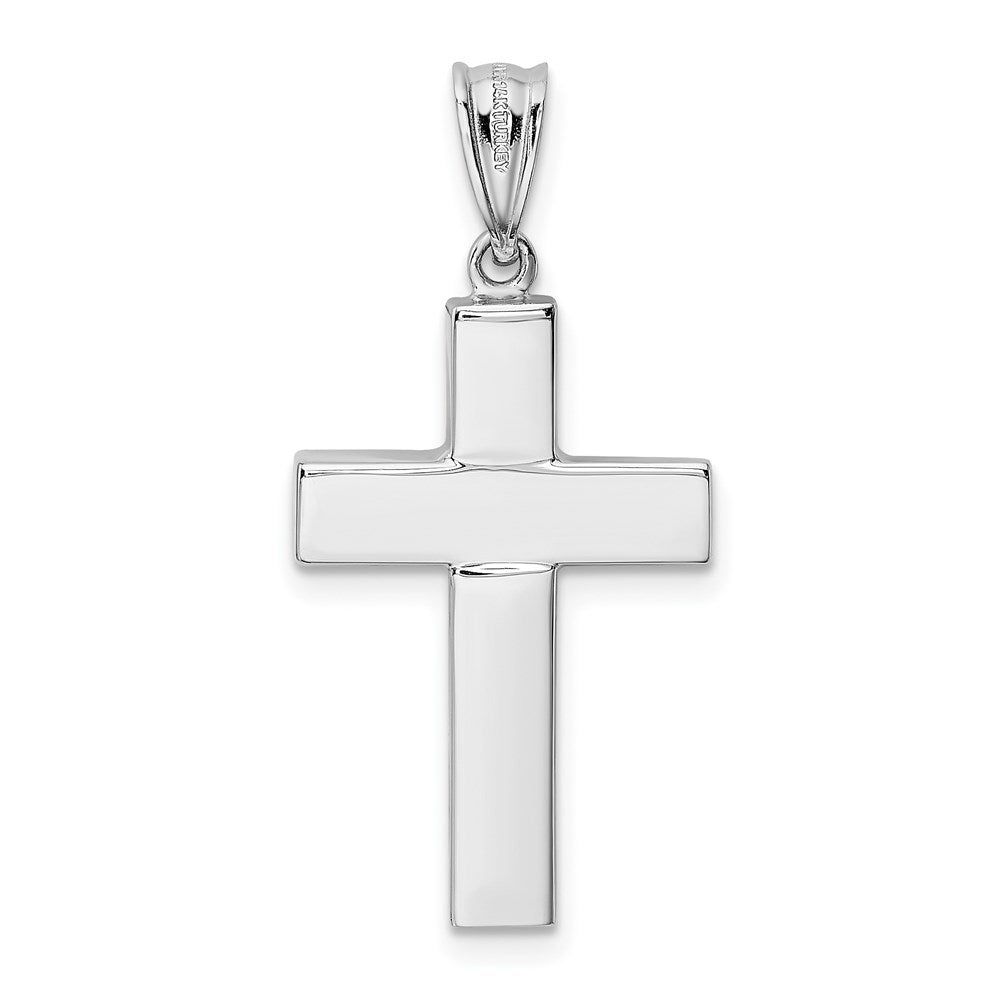 14k White Gold 15.7 mm Polished Hollow Cross Pendant (1.45 grams)