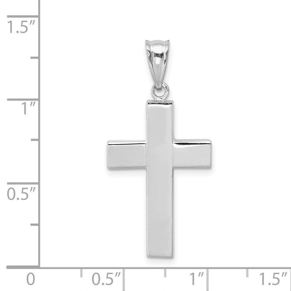 14k White Gold 15.7 mm Polished Hollow Cross Pendant (1.45 grams)