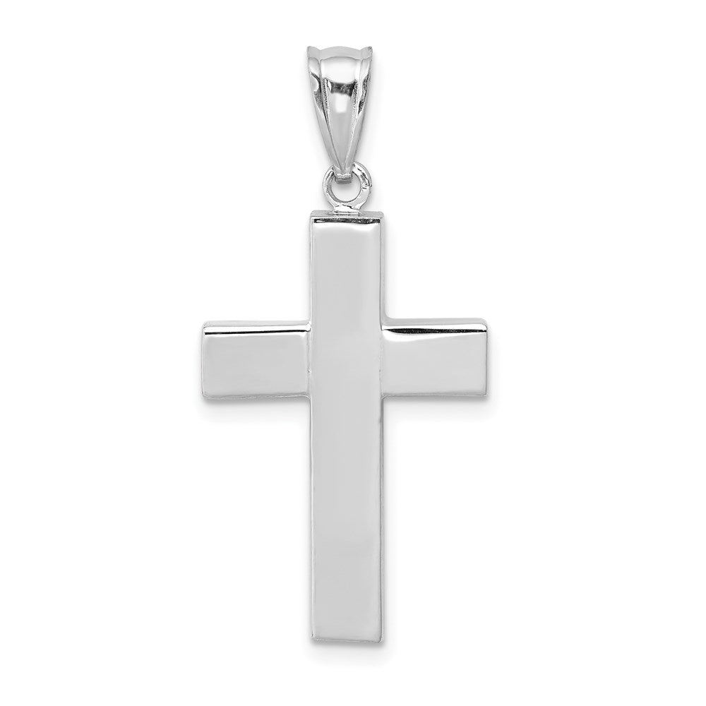 14k White Gold 15.7 mm Polished Hollow Cross Pendant (1.45 grams)