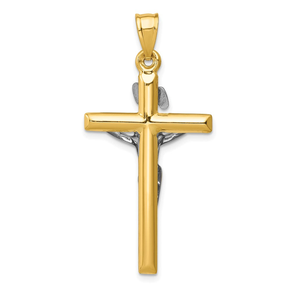 14k Two-tone 20 mm INRI Crucifix Pendant (1.48 grams)