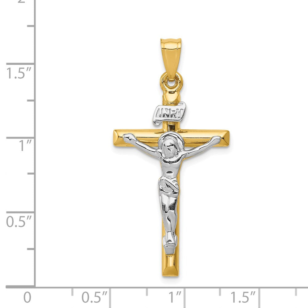 14k Two-tone 20 mm INRI Crucifix Pendant (1.48 grams)