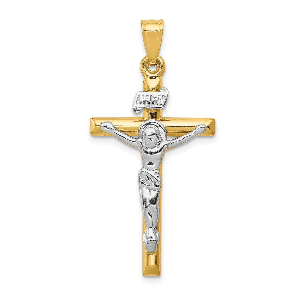 14k Two-tone 20 mm INRI Crucifix Pendant (1.48 grams)