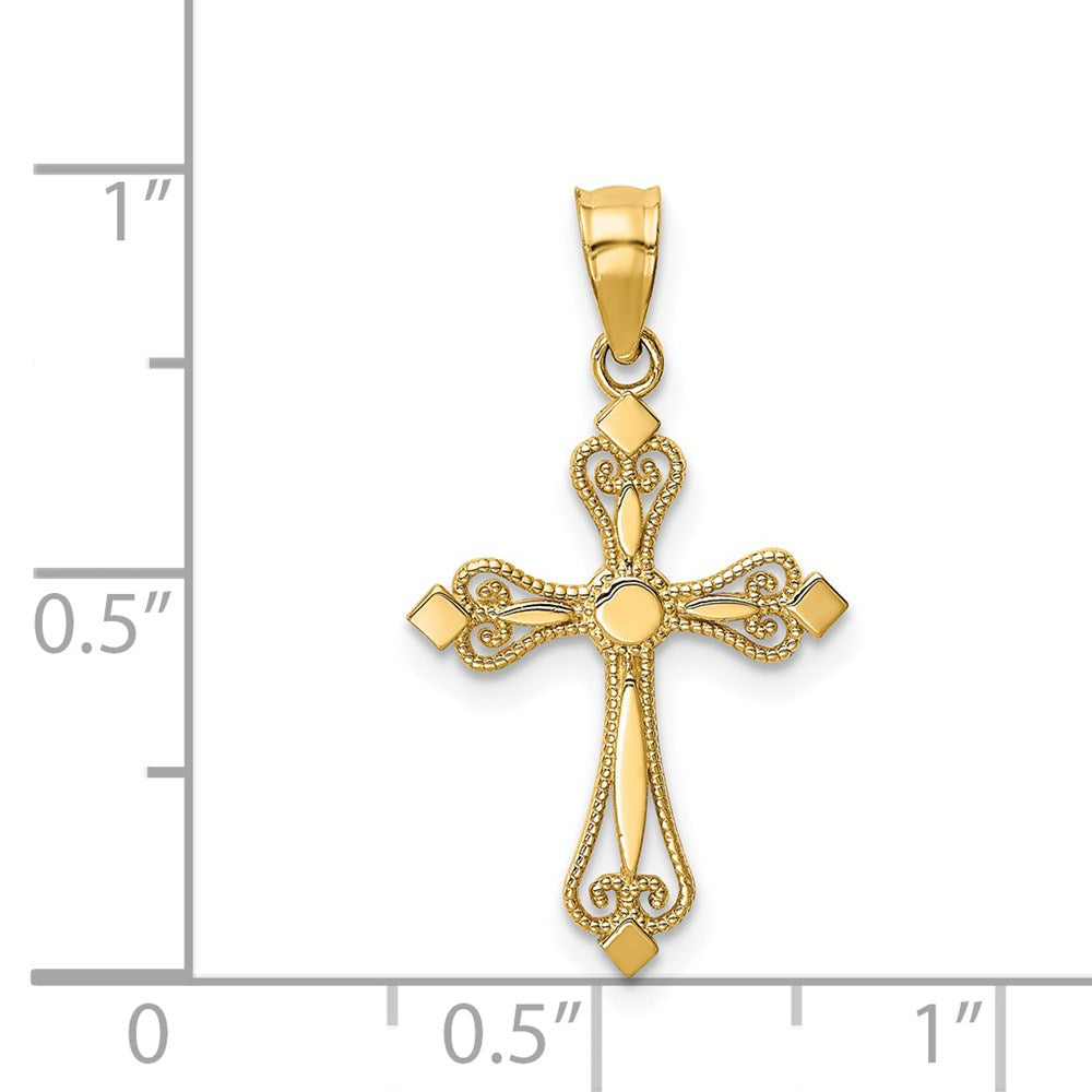 14k Yellow Gold 14 mm Mini Budded Cross Pendant (0.6 grams)