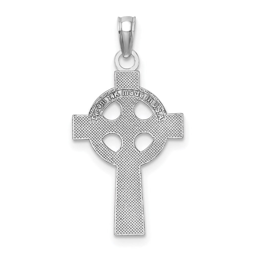 14k White Gold 13 mm Celtic Cross Pendant (1 grams)