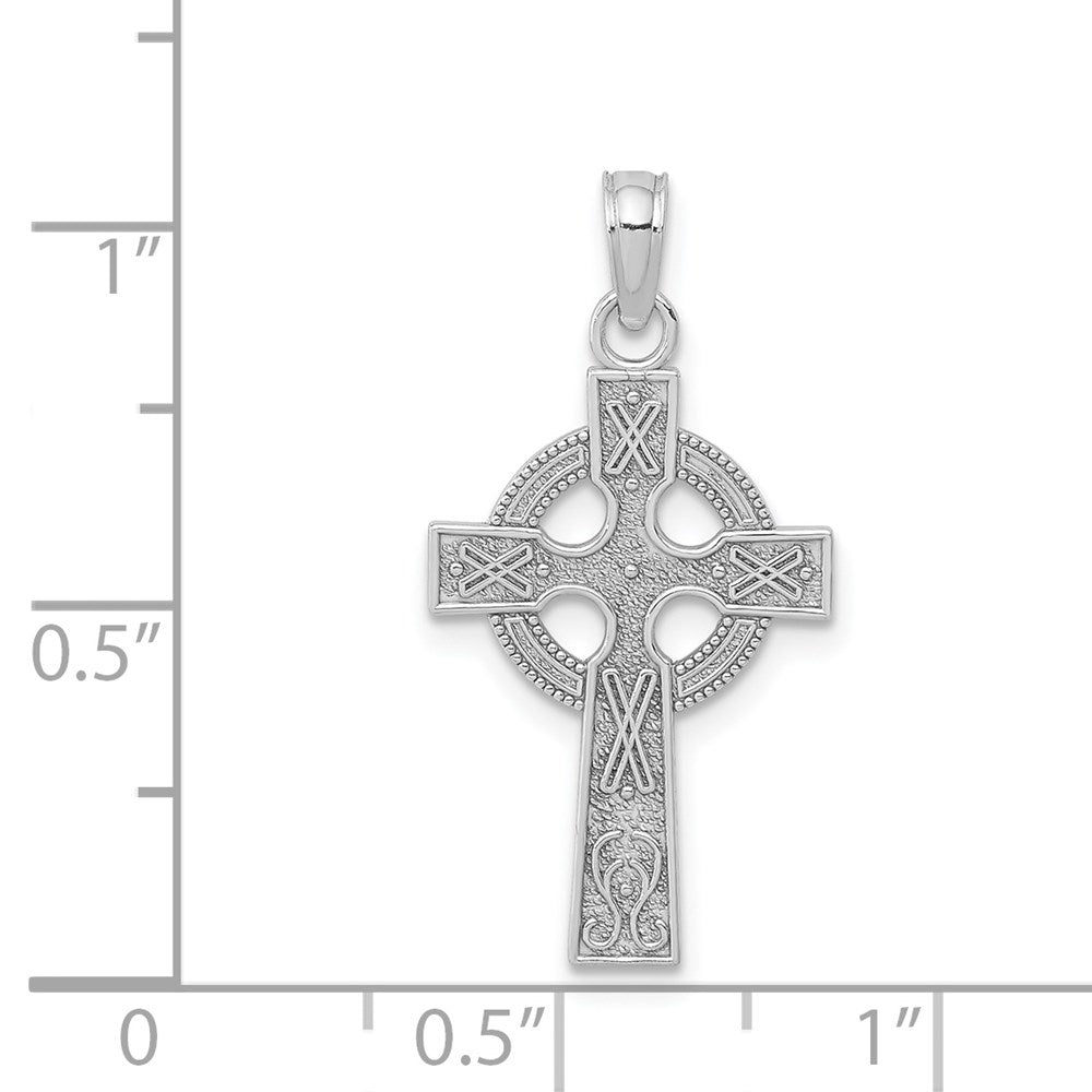 14k White Gold 13 mm Celtic Cross Pendant (1 grams)