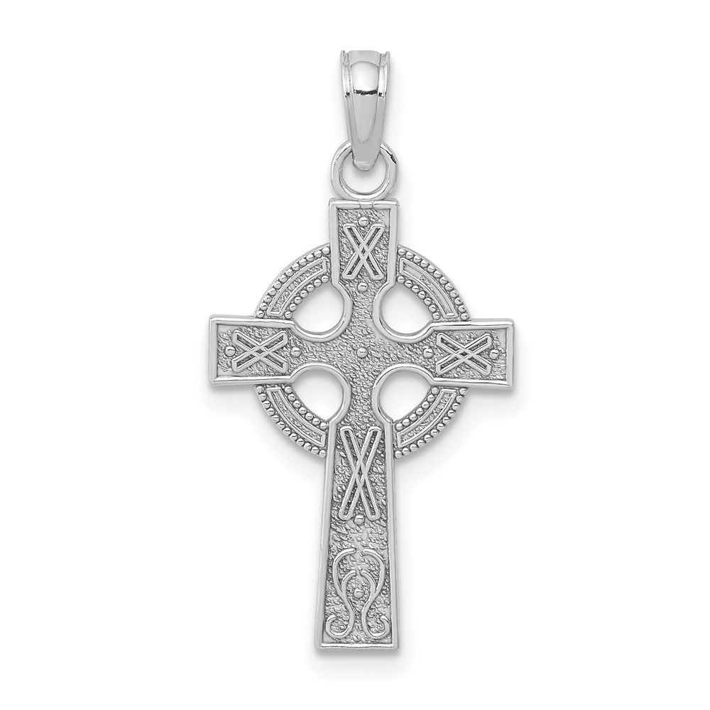 14k White Gold 13 mm Celtic Cross Pendant (1 grams)