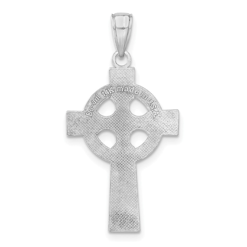 14k White Gold 17 mm Celtic Cross Pendant (1.4 grams)