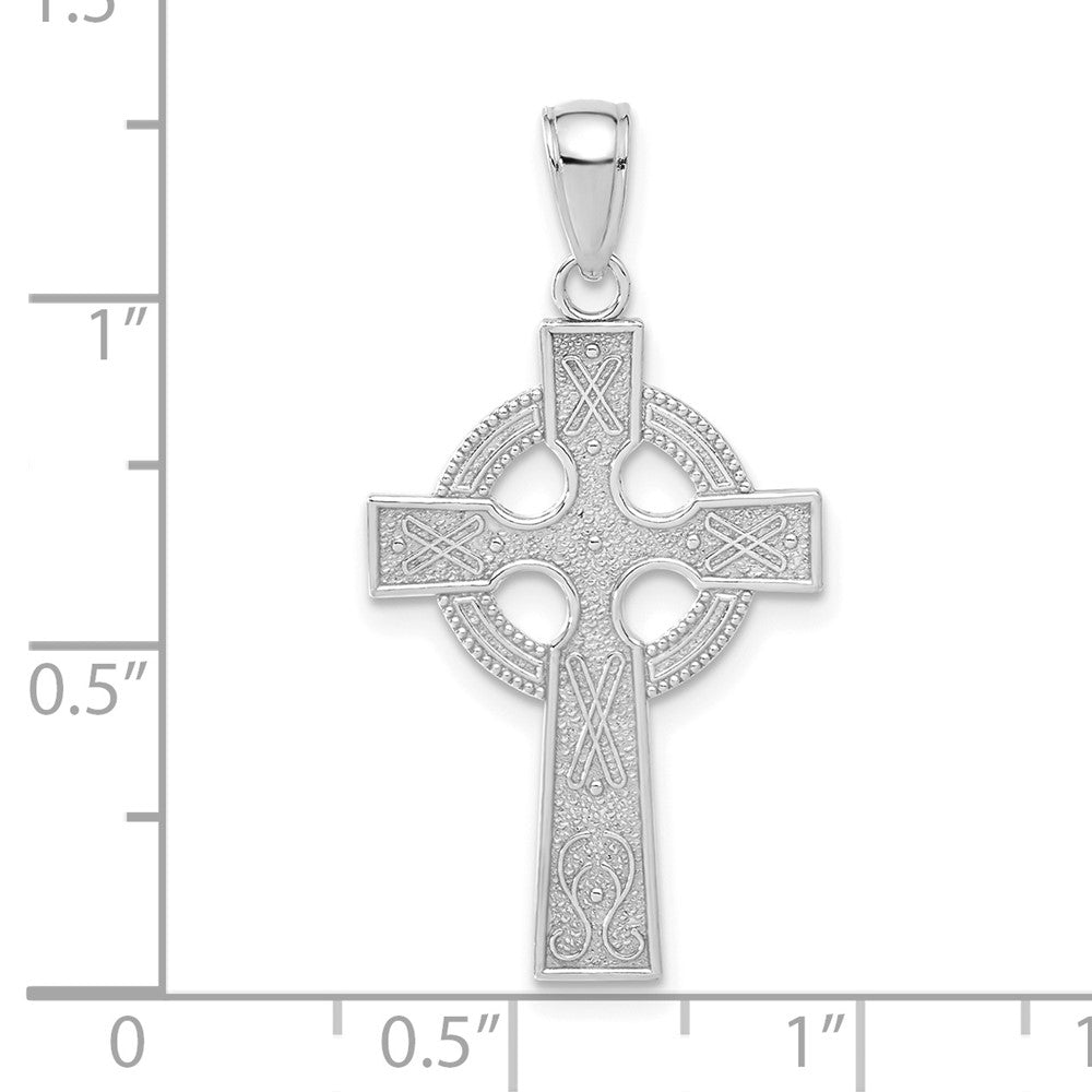 14k White Gold 17 mm Celtic Cross Pendant (1.4 grams)