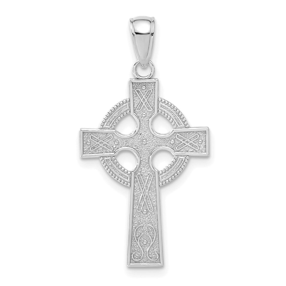 14k White Gold 17 mm Celtic Cross Pendant (1.4 grams)