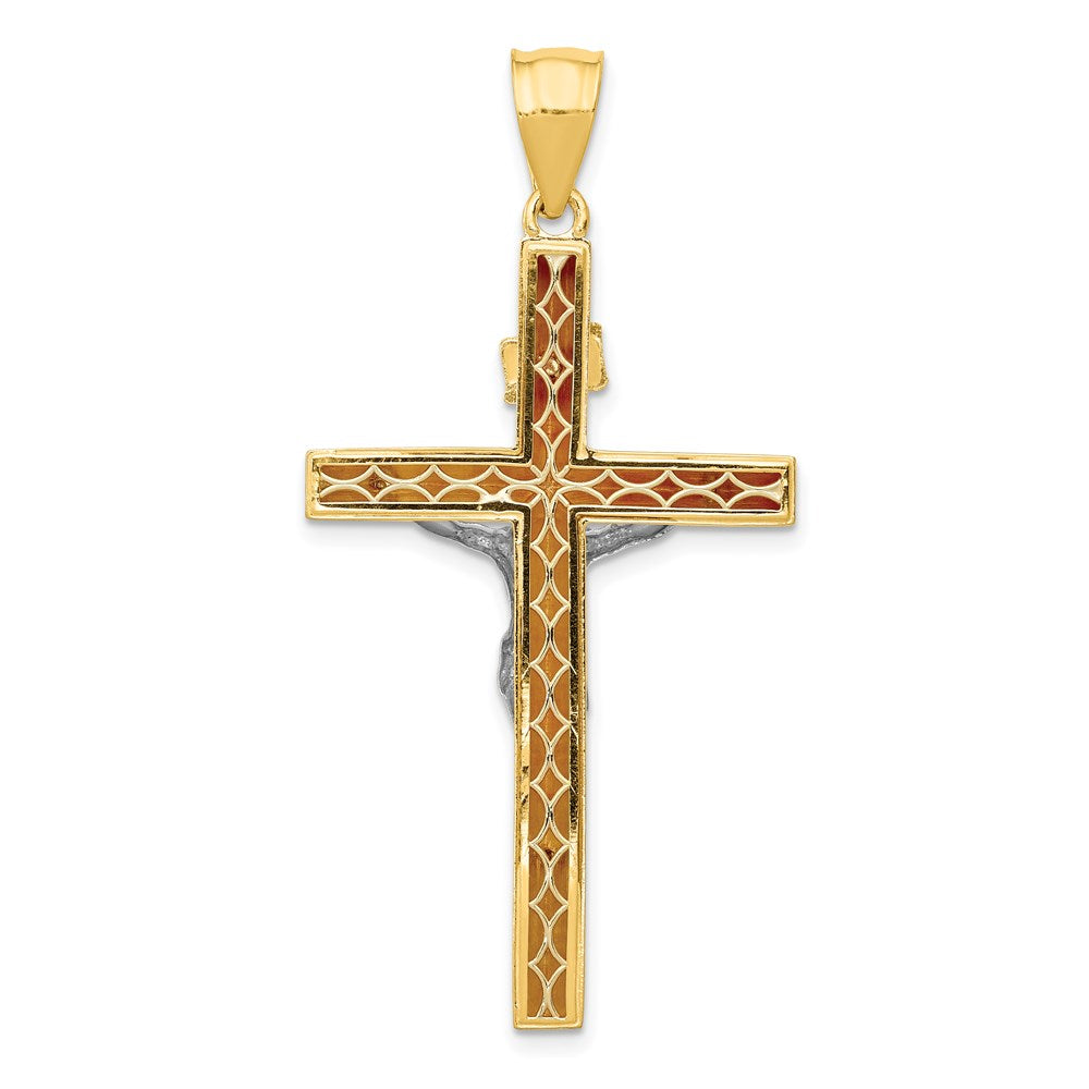 14k Two-tone 26 mm INRI Hollow Crucifix Pendant (4.52 grams)