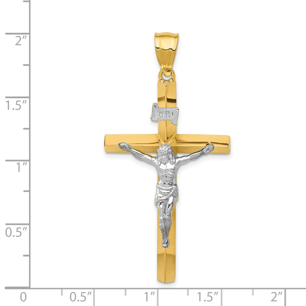 14k Two-tone 26 mm INRI Hollow Crucifix Pendant (4.52 grams)