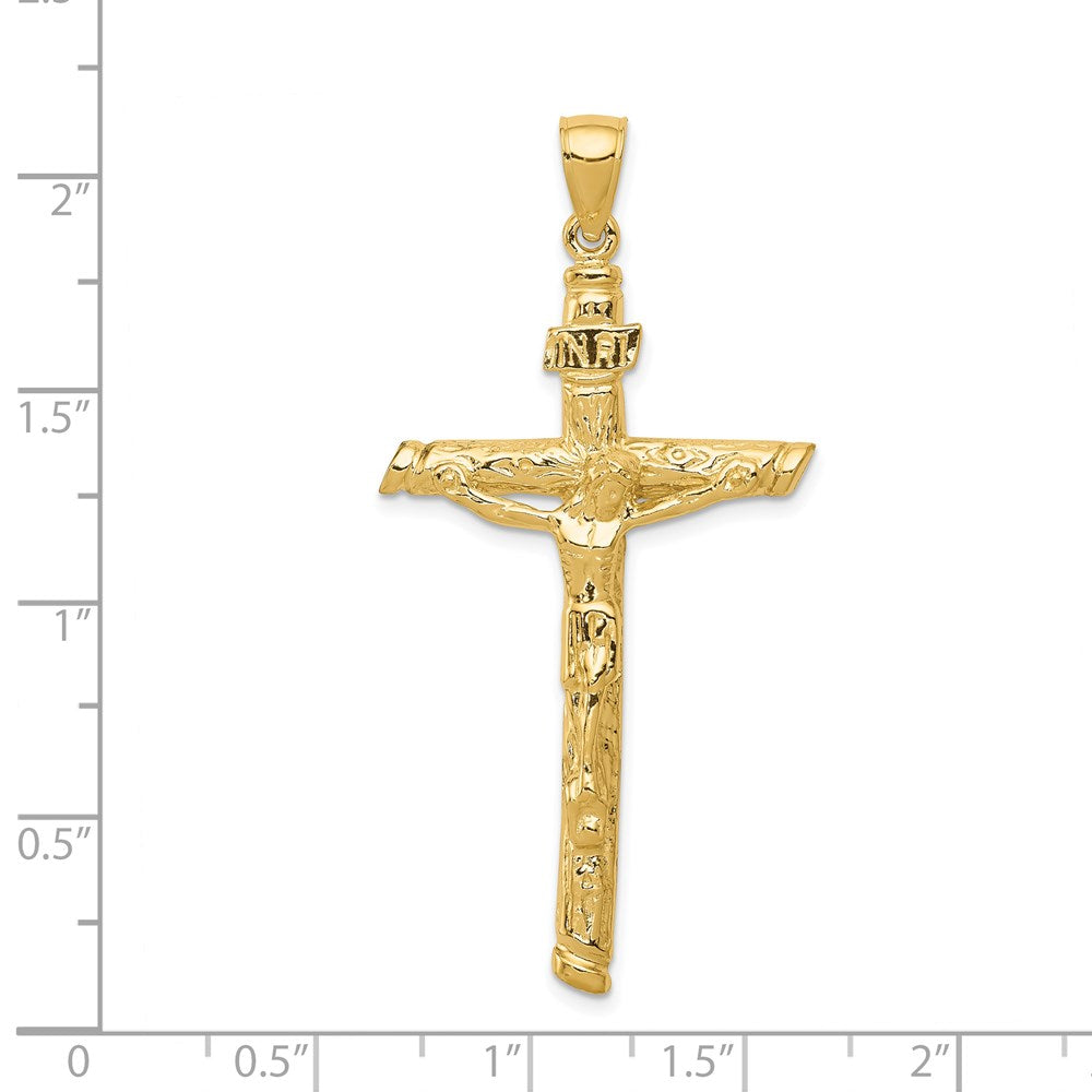 14k Yellow Gold 26 mm INRI Crucifix Pendant (4.42 grams)