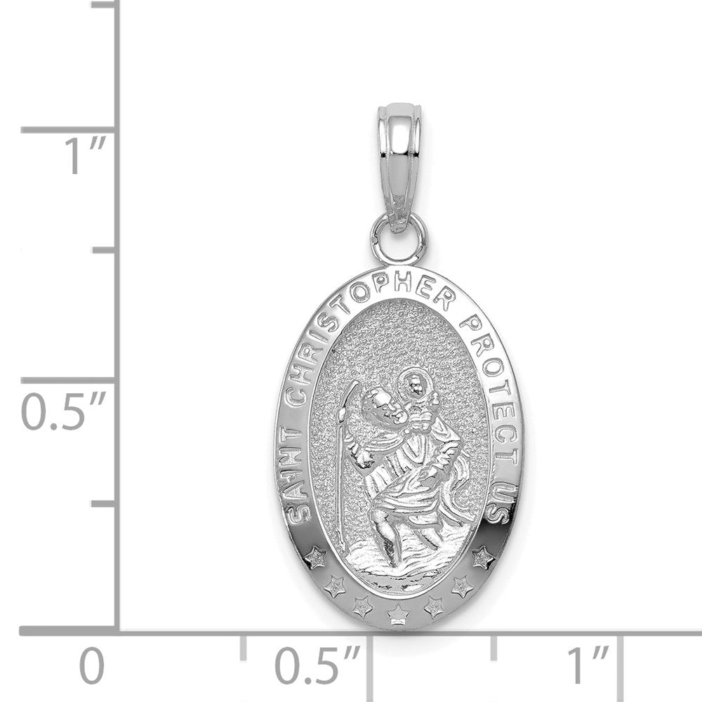 14k White Gold 12.75 mm Saint Christopher Medal Pendant (1.43 grams)