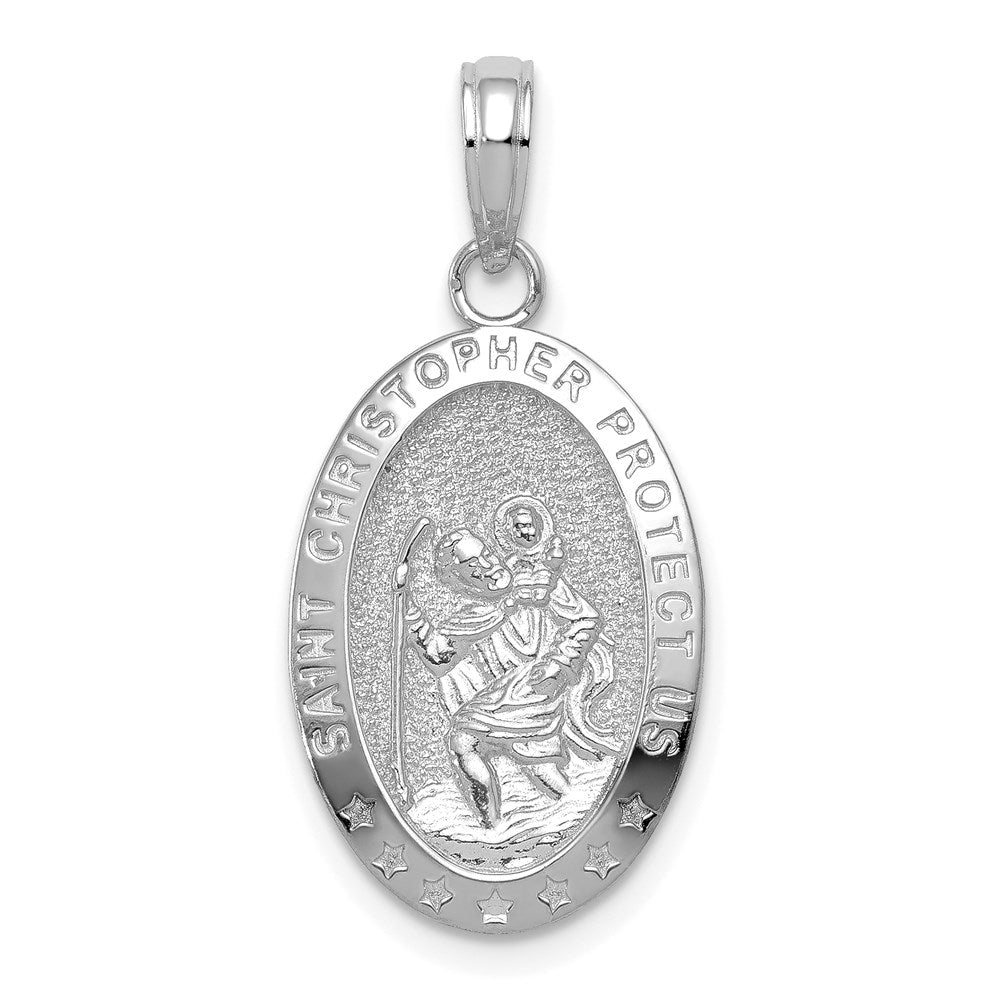 14k White Gold 12.75 mm Saint Christopher Medal Pendant (1.43 grams)