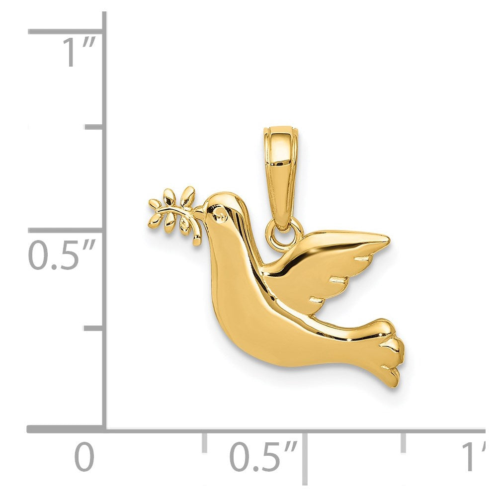 14k Yellow Gold 18 mm Polished Dove Charm (0.89 grams)