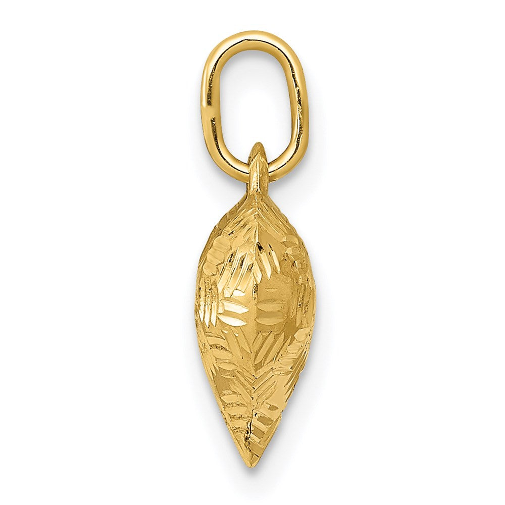 14K Polished Basket Weave Pattern 3-D Puffed Heart Pendant (0.34 grams)