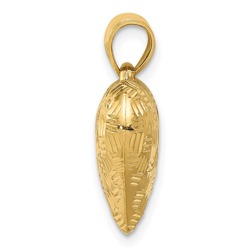 14K Polished Basket Weave Pattern 3-D Puffed Heart Pendant (0.73 grams)