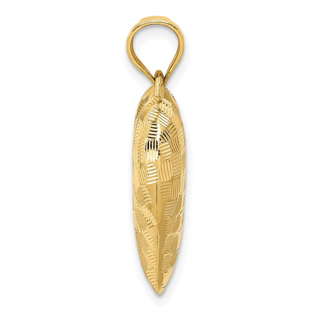 14K Polished Basket Weave Pattern 3-D Puffed Heart Pendant (1.27 grams)