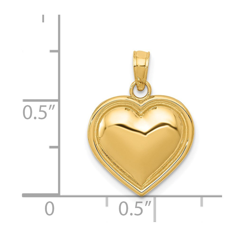 14k Polished Domed Heart Pendant (1.38 grams)