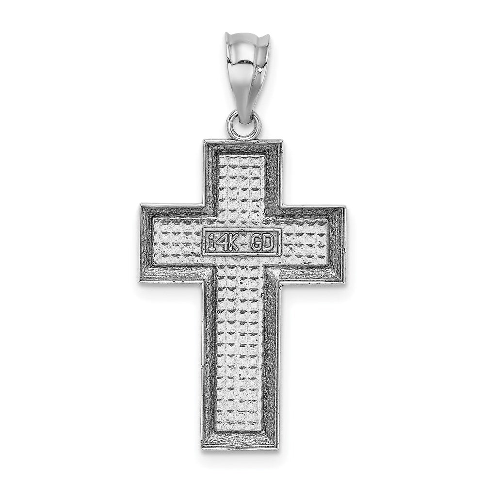 14k White Gold 16.5 mm  Polished / Textured Cross Pendant (1.75 grams)