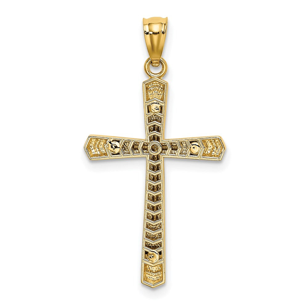 14k Two-tone 16.5 mm Two-tone Polished D/C Cross Pendant (1.15 grams)