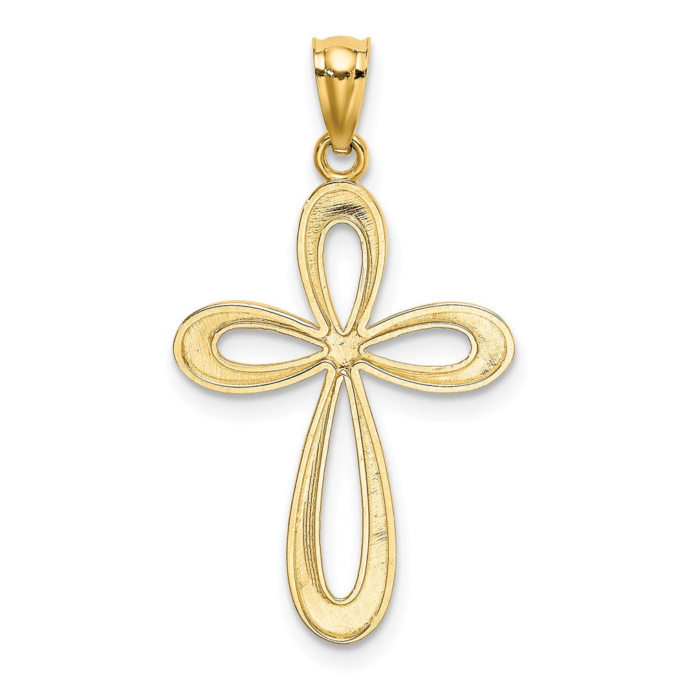 14k Yellow Gold 17 mm Gold Polished Ribbon Cross Pendant (0.99 grams)