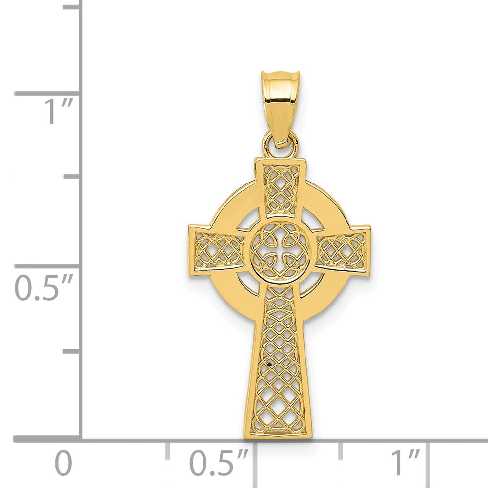 14k Yellow Gold 13 mm Celtic Cross Pendant (1.2 grams)