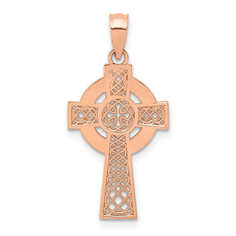 14k Rose Gold 13 mm Celtic Cross Pendant (1.17 grams)