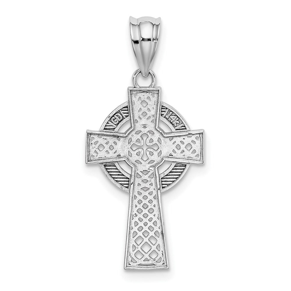 14k White Gold 13 mm Celtic Cross Pendant (1.15 grams)