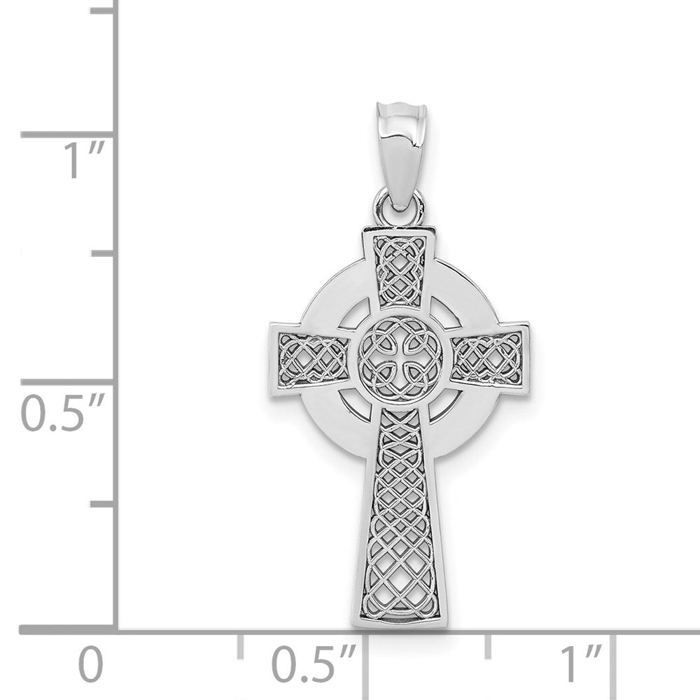 14k White Gold 13 mm Celtic Cross Pendant (1.15 grams)