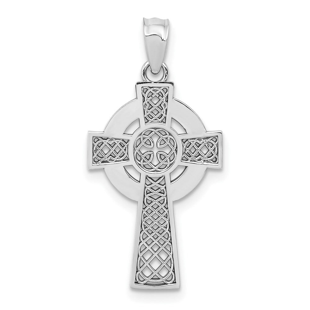 14k White Gold 13 mm Celtic Cross Pendant (1.15 grams)