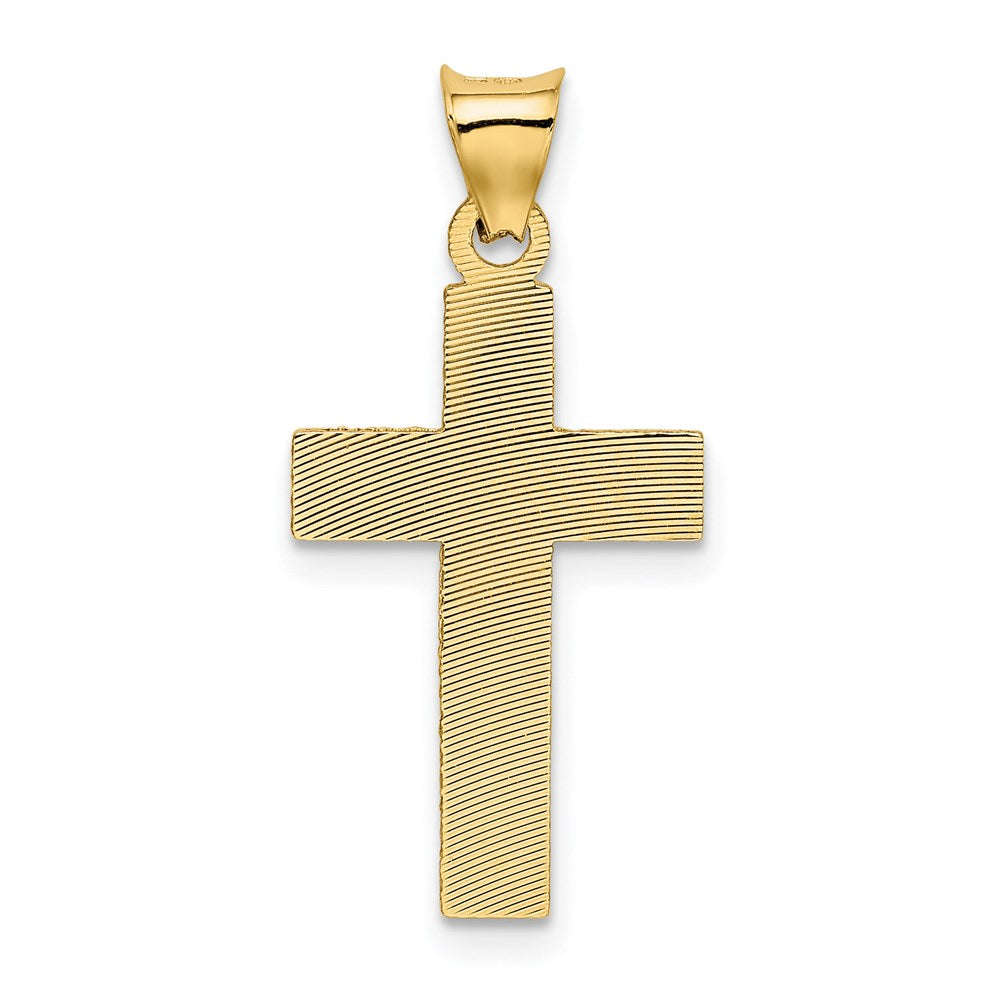 14k Yellow Gold 13 mm Polished Satin and D/C Crucifix Pendant (0.81 grams)