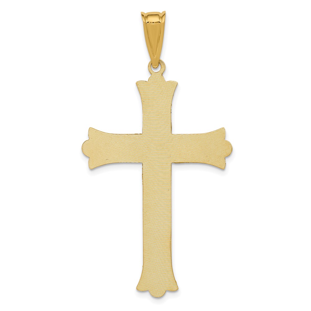 14k Two-tone 27 mm Two-Tone Polished Satin D/C Crucifix Cross Pendant (2.77 grams)
