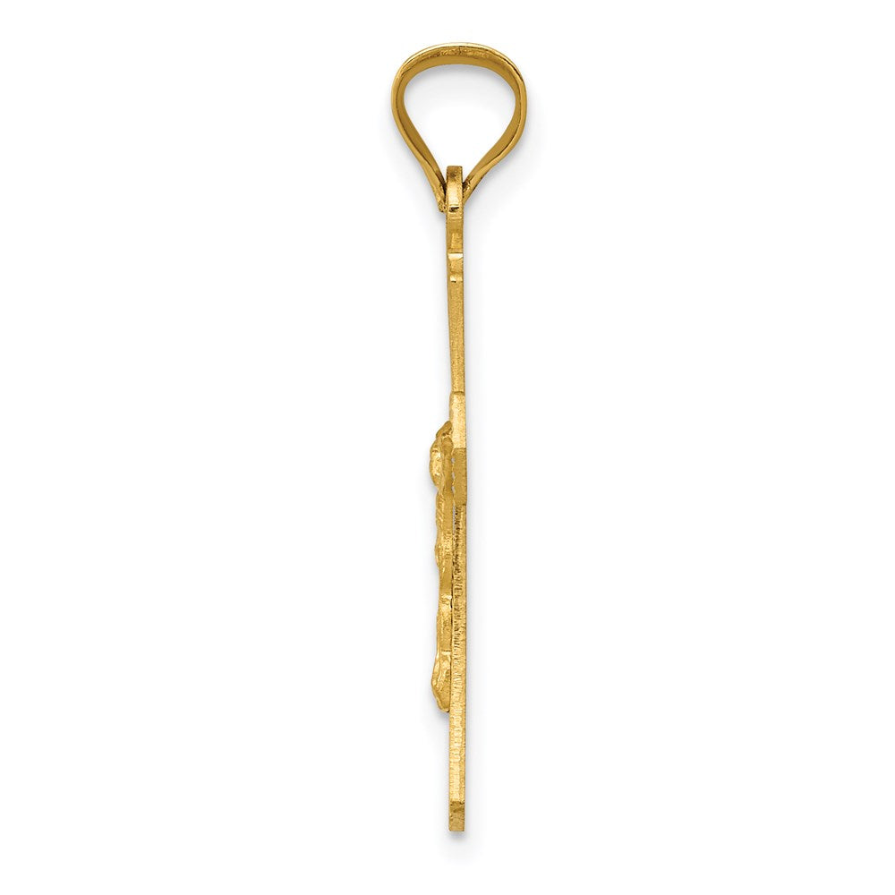 14k Yellow Gold 14 mm Polished Satin and D/C Crucifix Pendant (0.88 grams)